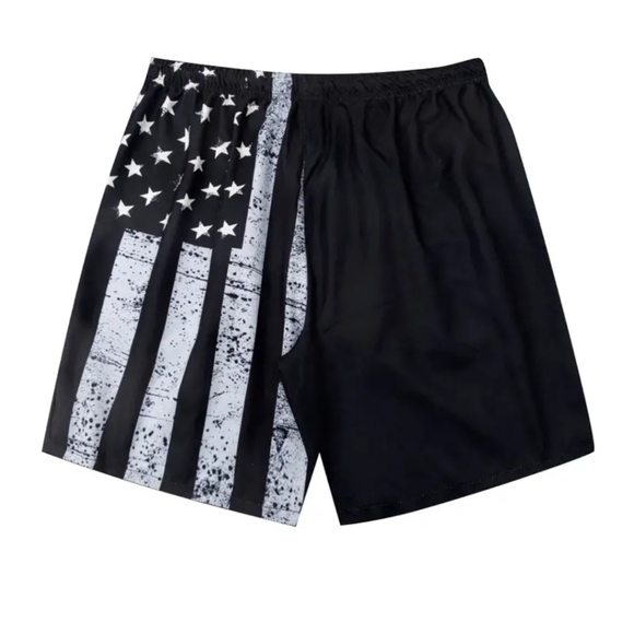 American Flag Graphic Lightweight Drawstring W/Pockets Shorts Sz Plus #M-94 - Picture 2 of 10